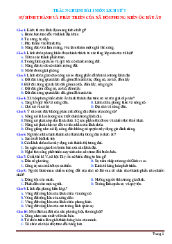 Trắc nghiệm bài 1 Lịch Sử 7: Sự hình thành và phát triển của xã hội phong kiến ở Châu Âu-Tạ Thị Thúy Anh