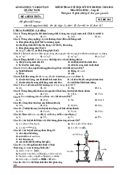 Đề Thi HK2 Hóa 10 Sở GD & ĐT Quảng Nam 2020-2021