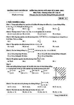 Đề giữa kì 2 Toán 10 CB năm 2020 – 2021 trường chuyên Hùng Vương – Bình Dương