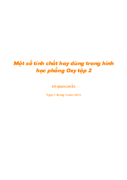 Một số tính chất hay dùng trong hình học phẳng Oxy tập 2 – Võ Quang Mẫn