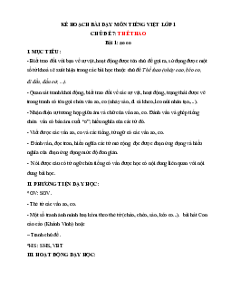 Chủ đề 7: Thể thao | Bài 1 | Giáo án Tiếng Việt 1 bộ sách Chân trời sáng tạo