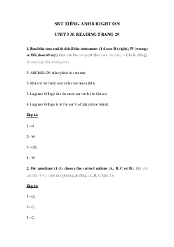 Sách bài tập Right on 8 unit 3 3f Reading