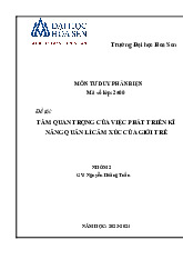 Tầm Quan Trọng Của Kỹ Năng Quản Lý Cảm Xúc Của Giới Trẻ | Tiểu luận Tư Duy Phản Biện