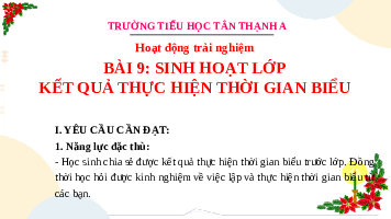 Giáo án điện tử Hoạt động trải nghiệm 3 Cánh diều: Sinh hoạt lớp - Kết quả thực hiện thời gian biểu