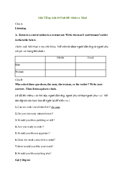 Giải Tiếng Anh 10 Unit 4B: Order a Meal | Explore New Worlds