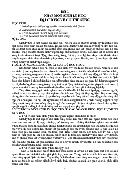 Giáo trình Sinh lý học đại cương về cơ thể sống | Đại học Kỹ thuật - Công nghệ  Cần Thơ