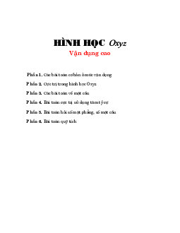 Bài tập trắc nghiệm hình học Oxyz vận dụng cao Toán 12