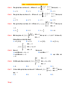 TOP 30 câu trắc nghiệm về hàm số liên tục (có đáp án)