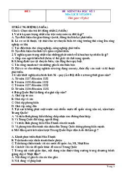 TOP 15 Đề thi học kỳ 1 Lịch Sử 8 (có đáp án)