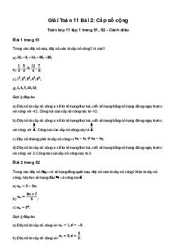 Giải Toán 11 Bài 2: Cấp số cộng | Cánh diều