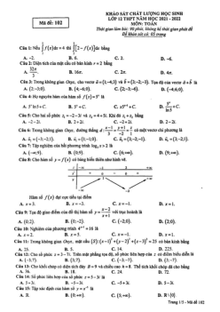 Đề khảo sát chất lượng Toán 12 năm 2021 – 2022 sở GD&ĐT Phú Thọ
