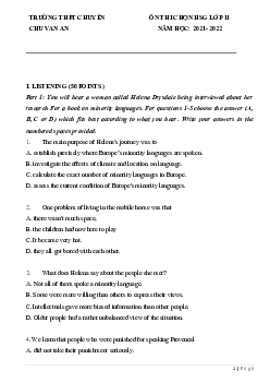 Ôn Thi Chọn HSG Lớp 11 Năm Học 2021- 2022 Trường Thpt Chuyên Chu Văn An
