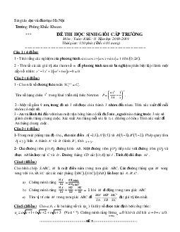 Đề thi HSG Toán 11 năm 2018 – 2019 trường Phùng Khắc Khoan – Hà Nội