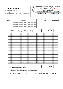 Đề thi học kì 2 lớp 1 môn Tiếng Việt đề viết sách Chân trời sáng tạo năm 2024