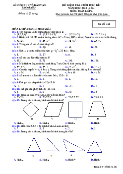 Đề kiểm tra cuối học kì 1 Toán 6 năm 2023 – 2024 sở GD&ĐT Bắc Giang