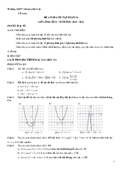 Đề cương giữa kì 2 Toán 10 năm 2022 – 2023 trường chuyên Bảo Lộc – Lâm Đồng