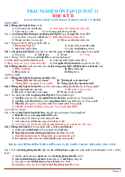 Top 200 câu trắc nghiệm ôn tập Lịch sử 11 học kỳ 2 (có đáp án)