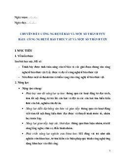 Giáo án chuyên đề học tập Sinh học 10 sách Kết nối tri thức với cuộc sống