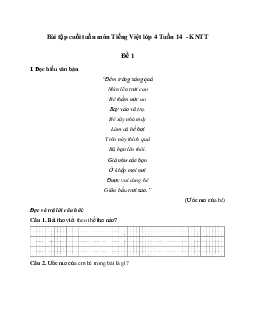 Giải Bài tập cuối tuần lớp 4 môn Tiếng Việt Kết nối tri thức - Tuần 14