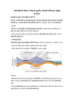 Giải Địa 10 Bài 6: Thạch quyển, thuyết kiến tạo mảng KNTT