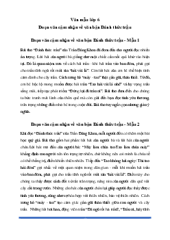 Văn mẫu lớp 6: Đoạn văn cảm nhận về văn bản Đánh thức trầu (2 mẫu) - Chân Trời Sáng Tạo