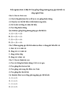 Trắc nghiệm Sinh học 12 bài 19: Tạo giống bằng phương pháp gây đột biến và công nghệ tế bào
