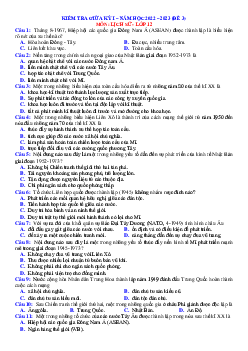 Đề ôn tập giữa HK1 Lịch sử 12 năm 2022-2023 (có đáp án) - Đề 3