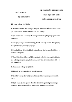 Đề cương ôn tập học kì 1 môn Sinh học 11 sách Chân trời sáng tạo
