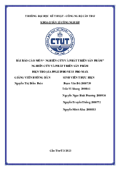 Bài báo cáo môn Nghiên cứu và phát triển sản phẩm | Đại học Kỹ thuật - Công nghệ Cần Thơ