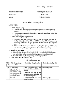 Giáo án Toán 2 sách Cánh diều (Cả năm) | Tuần 20