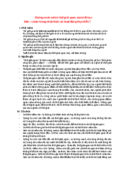 Chứng minh vai trò thế giới quan của triết học Mác – Lênin trong nhận thức và hoạt động thực tiễn