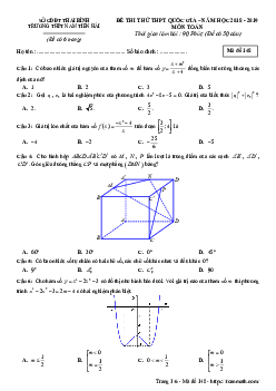 Đề thi thử Toán THPT Quốc gia 2019 trường THPT Nam Tiền Hải – Thái Bình