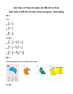 Giải Toán lớp 4 Bài 61: Phép trừ phân số | Kết nối tri thức
