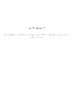 Ba vấn đề rút ra | Triết học - MacLenin | Đại học Khoa học Xã hội và Nhân văn, Đại học Quốc gia Thành phố HCM