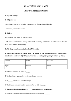 Tiếng Anh lớp 6 Unit 7 Communication