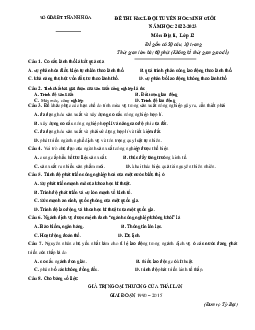 Đề thi chọn HSG Địa 12 cấp trường 2022-2023 (có đáp án)