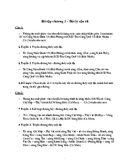 Bài tập Chương 3 - Địa lý vận tải thủy | Trường Đại học Giao thông Vận Tải