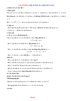 Toán 6 Chuyên đề: Ước và bội của một số nguyên