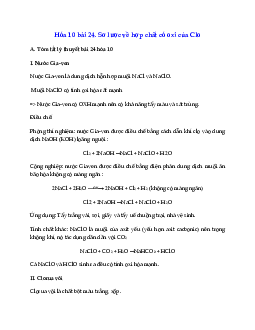 Hóa 10 bài 24: Sơ lược về hợp chất có oxi của Clo