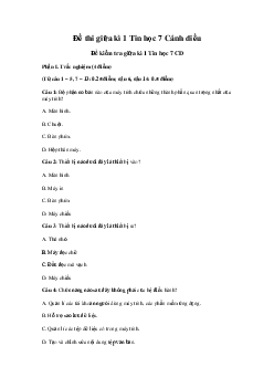 Đề kiểm tra giữa kì 1 Tin học 7 | Đề 1 | Cánh diều