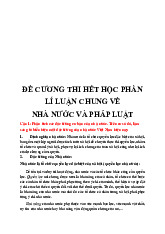 Đề Cương Thi Cuối Kì Môn Lý luận chung | Trường Đại học Luật Hà Nội
