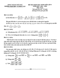 Đề học sinh giỏi Toán 9 năm 2023 – 2024 phòng GD&ĐT thành phố Huế