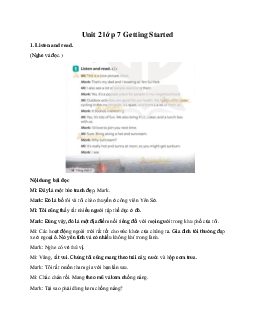 Tiếng Anh 7 Unit 2 Getting Started sách Global Success
