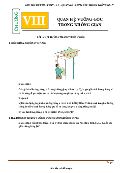 Chuyên đề quan hệ vuông góc trong không gian Toán 11 CTST