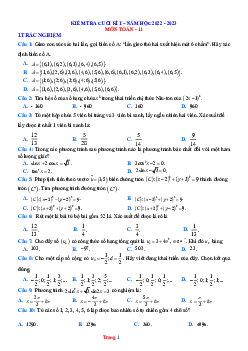 Đề thi HK1 môn Toán 11 năm 2022-2023 - Đề 3 (có đáp án)