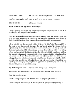 Đề thi thử THPT Quốc gia 2021 môn Ngữ Văn lần 1 trường THPT Trần Phú, Hà Tĩnh (có đáp án)