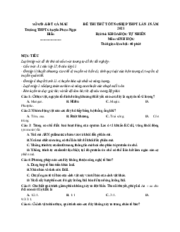 Đề thi thử THPT Quốc gia 2021 môn Sinh học trường chuyên Phan Ngọc Hiển lần 1 có đáp án