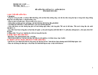 Đề thi giữa học kì 2 môn Giáo dục công dân 6 năm 2023 - 2024 sách Kết nối tri thức với cuộc sống | Đề 2