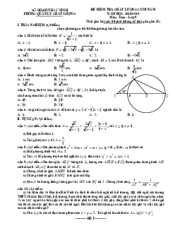 Đề kiểm tra chất lượng cuối năm Toán 9 năm 2018 – 2019 sở GD&ĐT Bắc Ninh