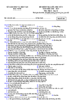 Đề thi giữa HK1 môn Địa 12 Sở GD Bắc Ninh 2022-2023 (có đáp án)